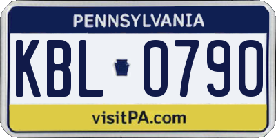 PA license plate KBL0790
