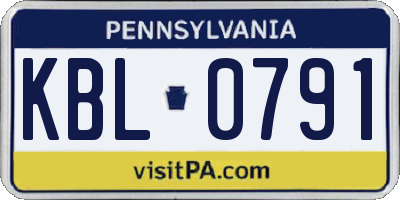PA license plate KBL0791