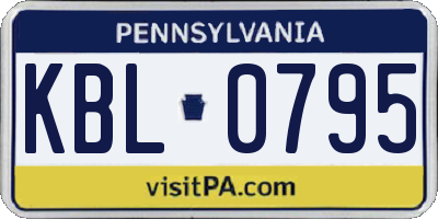PA license plate KBL0795