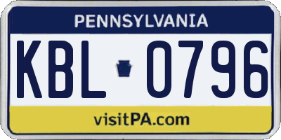 PA license plate KBL0796