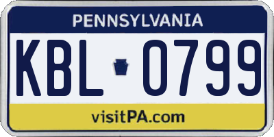 PA license plate KBL0799