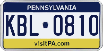 PA license plate KBL0810