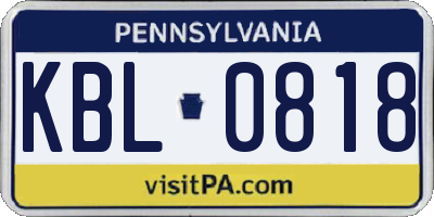 PA license plate KBL0818