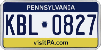 PA license plate KBL0827