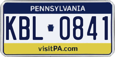 PA license plate KBL0841