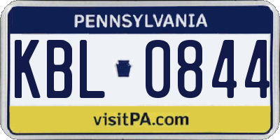 PA license plate KBL0844