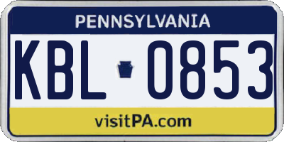 PA license plate KBL0853