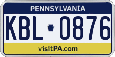 PA license plate KBL0876