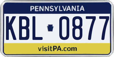 PA license plate KBL0877