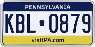 PA license plate KBL0879