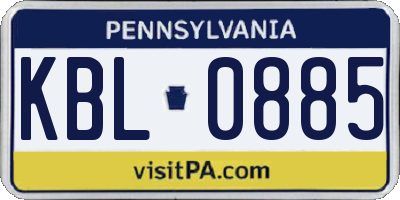 PA license plate KBL0885