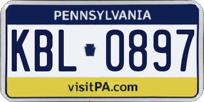 PA license plate KBL0897