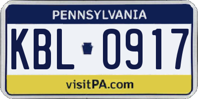 PA license plate KBL0917