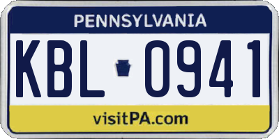 PA license plate KBL0941