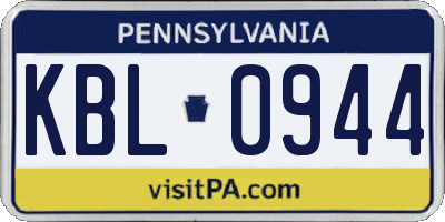 PA license plate KBL0944