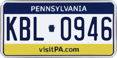 PA license plate KBL0946