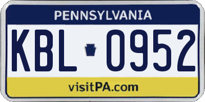 PA license plate KBL0952