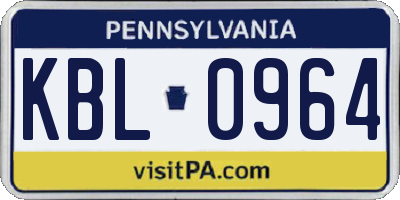 PA license plate KBL0964