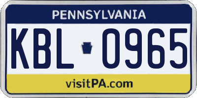 PA license plate KBL0965