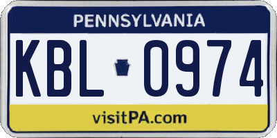 PA license plate KBL0974