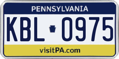 PA license plate KBL0975