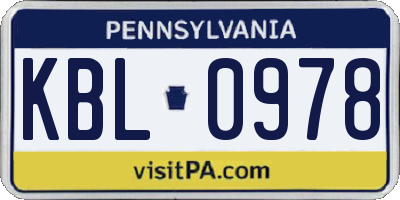 PA license plate KBL0978