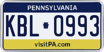 PA license plate KBL0993