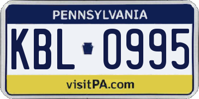 PA license plate KBL0995