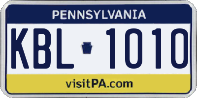 PA license plate KBL1010