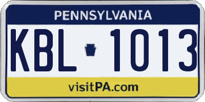 PA license plate KBL1013