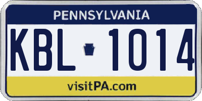 PA license plate KBL1014