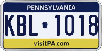 PA license plate KBL1018