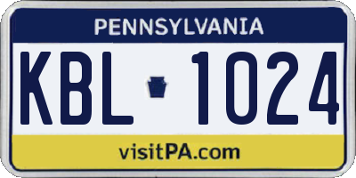 PA license plate KBL1024