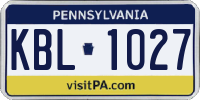 PA license plate KBL1027