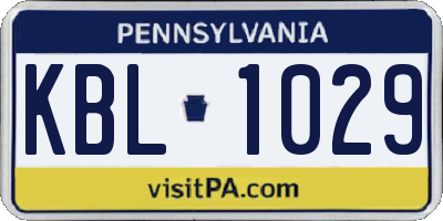 PA license plate KBL1029