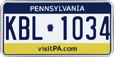 PA license plate KBL1034