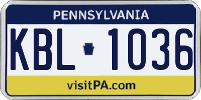 PA license plate KBL1036
