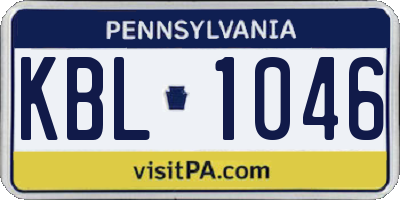 PA license plate KBL1046