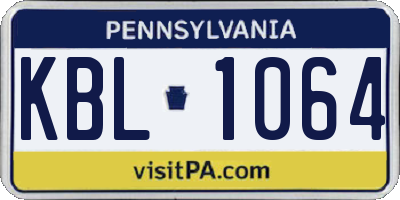PA license plate KBL1064