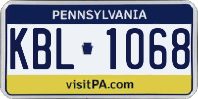 PA license plate KBL1068