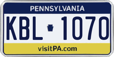 PA license plate KBL1070