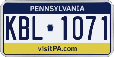 PA license plate KBL1071