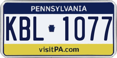 PA license plate KBL1077