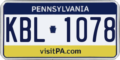 PA license plate KBL1078