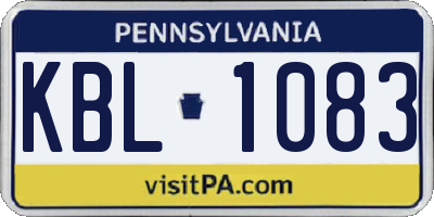 PA license plate KBL1083