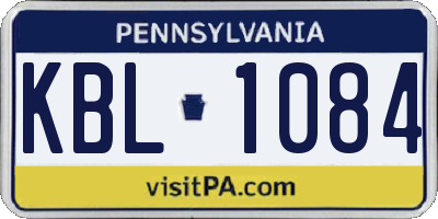PA license plate KBL1084