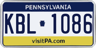 PA license plate KBL1086
