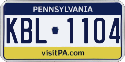 PA license plate KBL1104