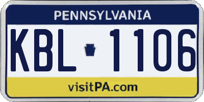 PA license plate KBL1106
