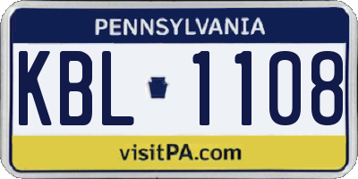 PA license plate KBL1108